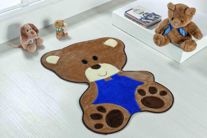 Imagem de Tapete Infantil Pelúcia Para Quarto Bebê Urso Azul Royal