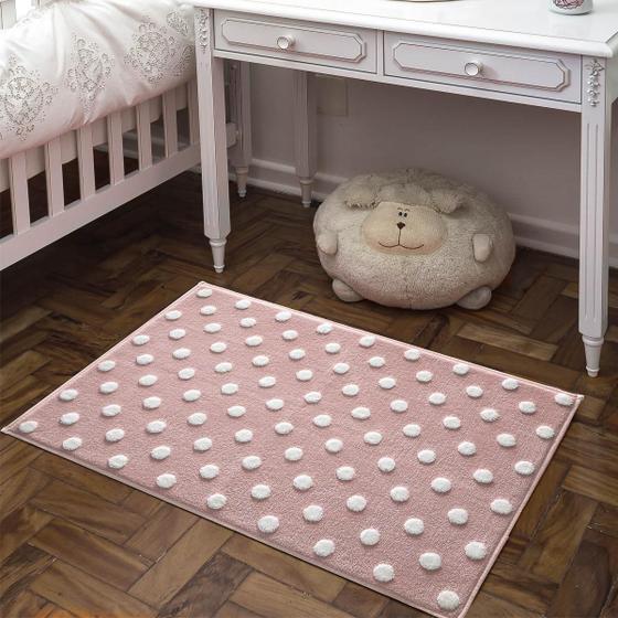 Imagem de Tapete Infantil Quarto Bebê Menina Jolitex Mimo 0,70X1M Poa