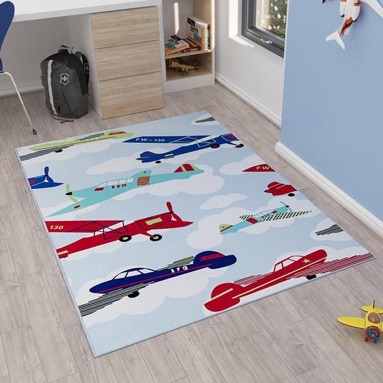 Imagem de Tapete Kids Emborrachado Quarto Criança - Avião