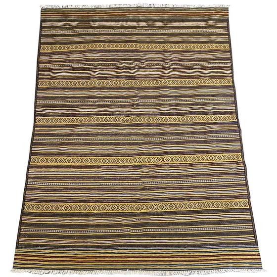 Imagem de Tapete Kilim Afeganistão Oriental Listrado Dourado 150x200m