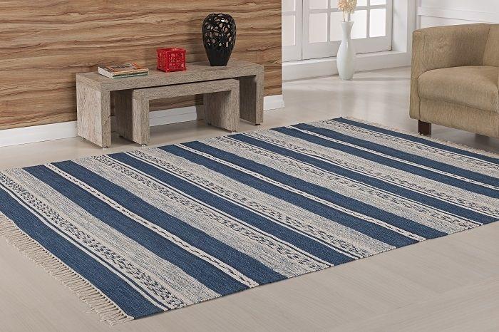 Imagem de Tapete Kilim Raipur 140x200 Azul Unico