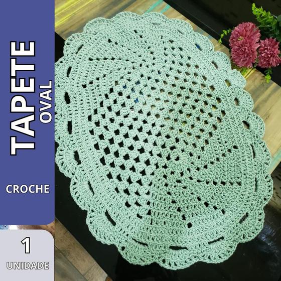 Imagem de Tapete Oval Croche quarto cozinha tapetinho de porta Verde