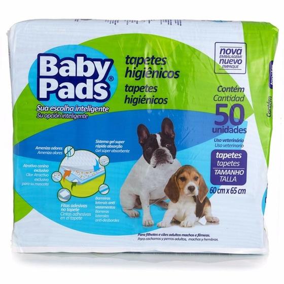 Tapete Para Higienico Para Cães Baby Pads Com 50 Unid 60x65 Menor preço em Tapete Para Higienico Para Cães Baby Pads Com 50 Unid 60x65