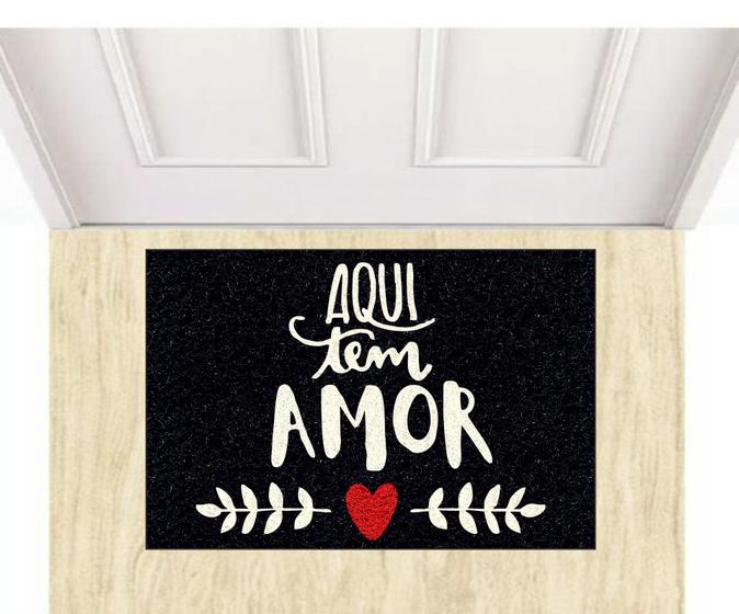 Imagem de Tapete para Porta de Apartamento, Aqui tem Amor!! 60x40 cm