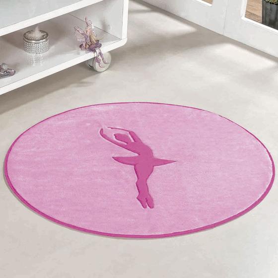 Imagem de Tapete para Quarto Infantil de Menina Bailarina Rosa 78cm