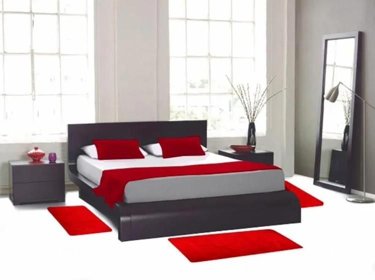 Imagem de Tapete para quarto kit 3 peças pelo macio beira cama não escorrega não risca piso apolo pratatextil 