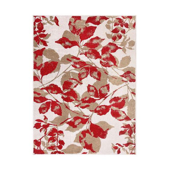 Imagem de Tapete para Sala Classic Leaf 67 Bege-Vermelho 1,00X1,50M