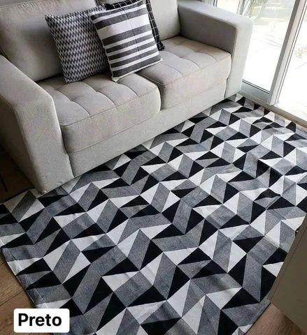 Imagem de Tapete para Sala Dallas 1,35 m x 2,50 m antiderrapante - Preto