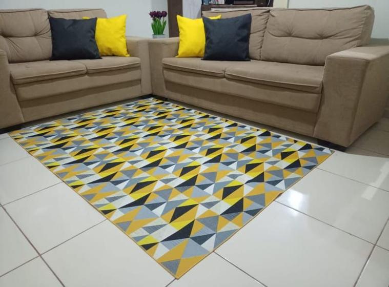 Imagem de Tapete Para Sala e Quarto 2 Metros Com Antiderrapante Dubai Amarelo