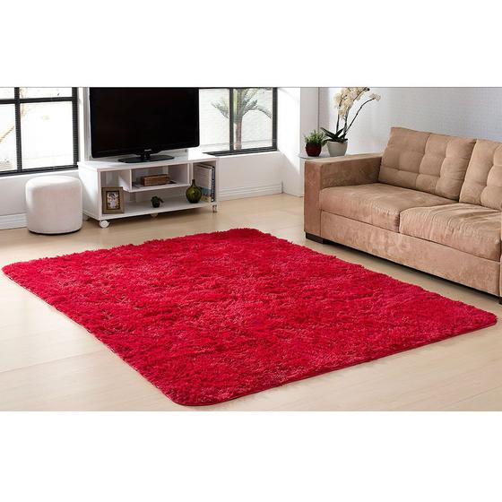 Imagem de Tapete Para Sala e Quarto Felpudo Soft Casa Dona 150x200 Vermelho