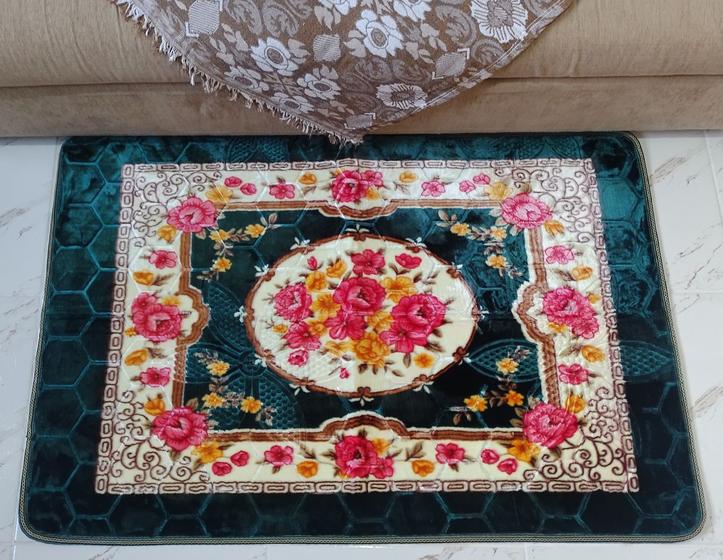 Tapete para sala em veludo estampado floral Menor preço em Tapete para sala em veludo estampado floral