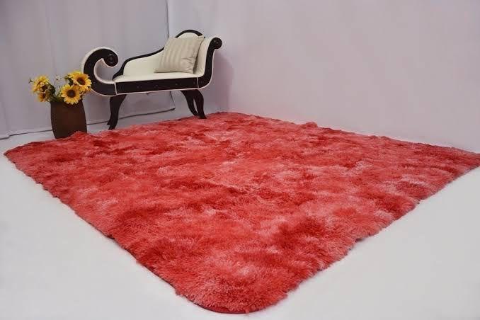 Imagem de Tapete para sala peludo 2,00x2,40 felpudo vermelho mesclado macio