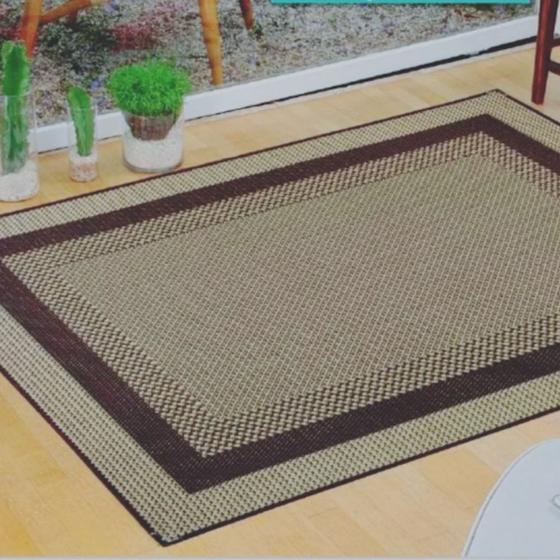 Imagem de Tapete Para Sala Quarto Sisal 2,00x1,50m Marrom Bege Facil Limpar Lancer