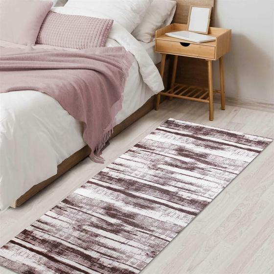 Imagem de Tapete Passadeira Beira Cama Blend Antiderrapante 0,65 X 2,00 Marrom