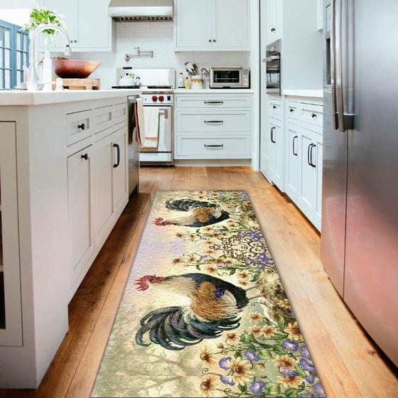 Imagem de Tapete Passadeira Galo Antiderrapante-Bege-60 x 200