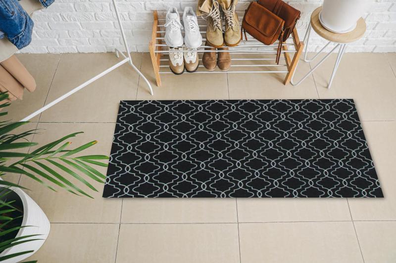 Imagem de Tapete Passadeira Geométrica 1,35M x 50CM Antiderrapante Para Quarto Sala ou Cozinha