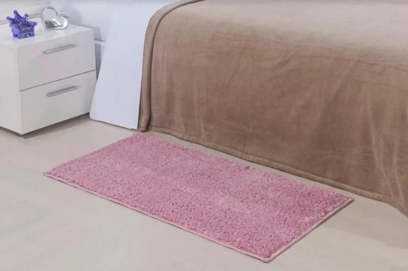 Imagem de Tapete passadeira oásis 0,50x1,00 beira cama corredor quarto sala pelo macio classic antiderrapante (rosa bebe 1)