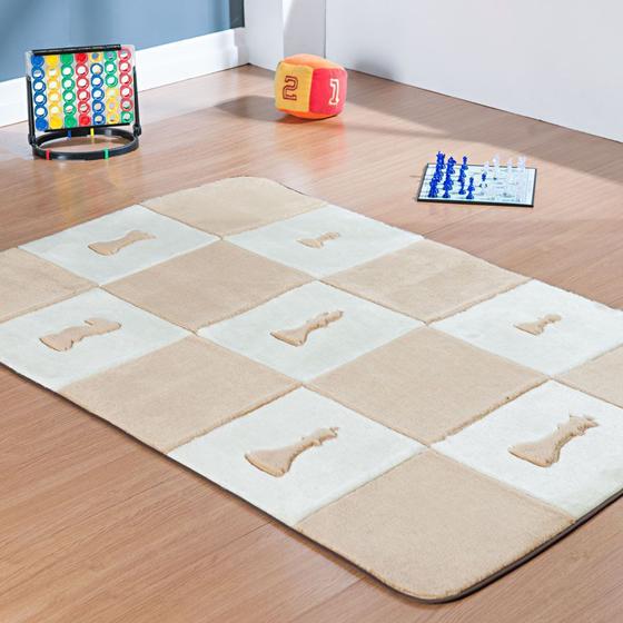 Tapete Passadeira Pelúcia Decorativo Jogo Xadrez Premium Antiderrapante - Bege Menor preço em Tapete Passadeira Pelúcia Decorativo Jogo Xadrez Premium Antiderrapante - Bege