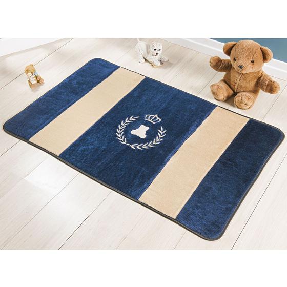 Tapete Passadeira Pelúcia Urso Coroa Realeza Premium Antiderrapante - Azul Marinho Menor preço em Tapete Passadeira Pelúcia Urso Coroa Realeza Premium Antiderrapante - Azul Marinho