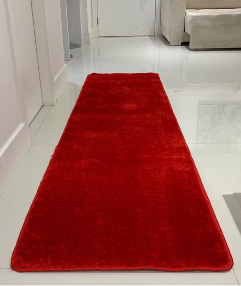 Imagem de Tapete passarela trilho passadeira 0,66x2,30 toque macio apolo quarto sala corredor hall social loja-vermelho