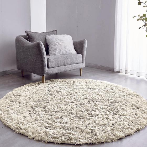 Tapete Pelo Alto Felpudo Peludo Macio Anti Derrapante Alérgico Pérola Nude Redondo 60 cm Sala Quarto Escritório - Tapetes Saturs Imagem de Tapete Pelo Alto Felpudo Peludo Macio Anti Derrapante Alérgico Pérola Nude Redondo 60 cm Sala Quarto Escritório