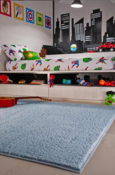 Imagem de Tapete pelo super macio oasis 100 por 150 100% antiderrapante  acabamento confortável sala quarto-azul-bebe