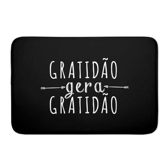 Imagem de Tapete Personalizado Antiderrapante de Porta Preto Gratidão