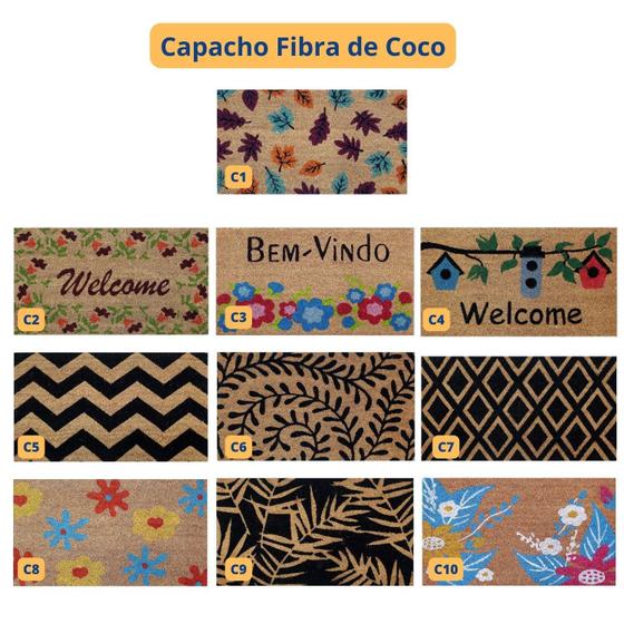 Imagem de Tapete Porta Capacho Fibra Coco Sisal Estampas Modelos 60X33