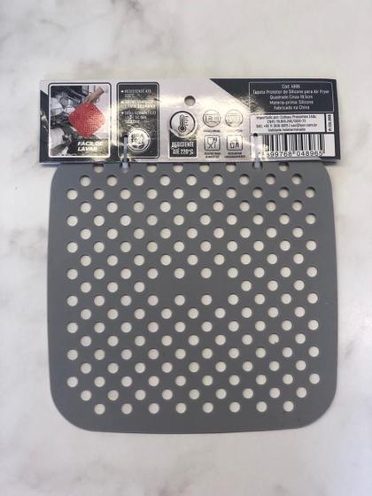 Imagem de Tapete protetor de silicone para air fryer quadrado cinza 18,5cm