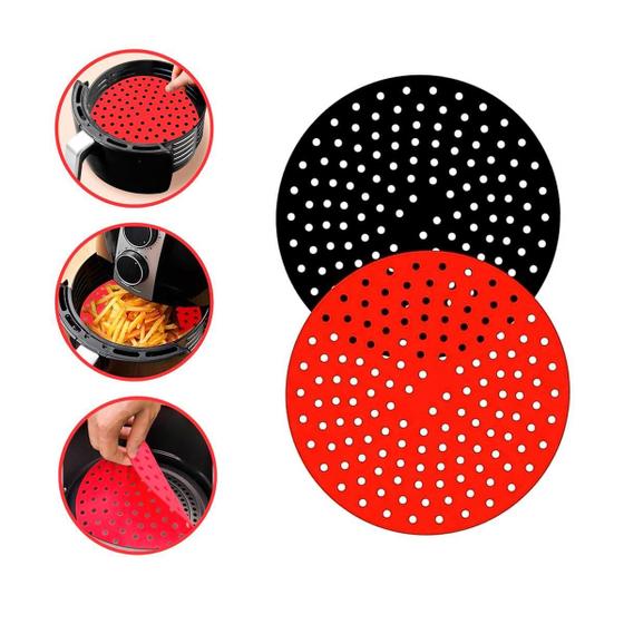 Imagem de Tapete Protetor Silicone Air Fryer Fritadeira Redondo 20Cm