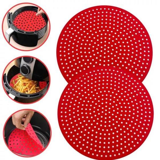 Imagem de Tapete Protetor Silicone Redondo Air Fryer Fritadeira 23cm