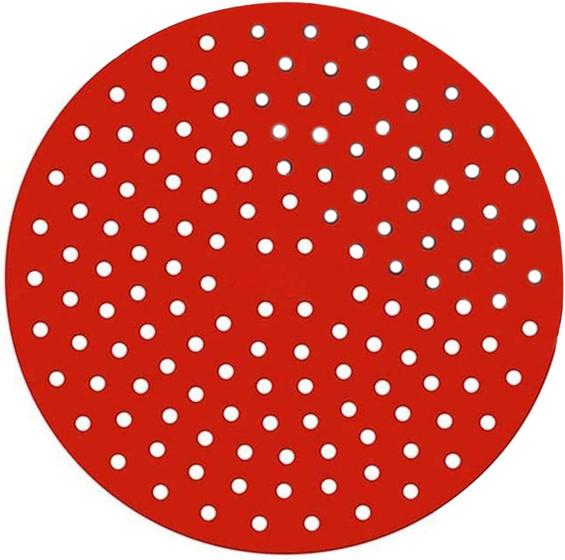 Imagem de Tapete Protetor Vermelho Silicone Redondo Air Fryer Fritadeira 20cm