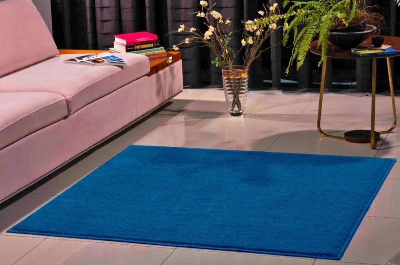 Imagem de Tapete quadrado 150x150 não escorrega várias cores loja autorizada pelo macio consultório sala quarto-jeans-oasis
