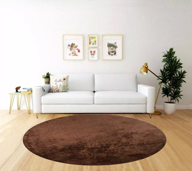 Imagem de Tapete redondo 1,50 apolo sala quarto facil de limpar toque macio antiderrapante (chocolate)