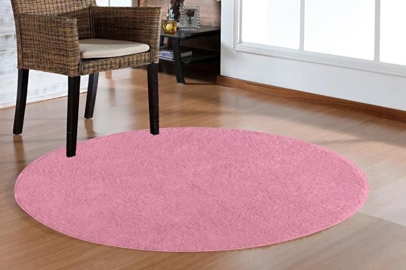 Imagem de Tapete redondo 1,50 x 1,50 classic oasis pelo curto toque suave não escorrega (rosa-bebe)