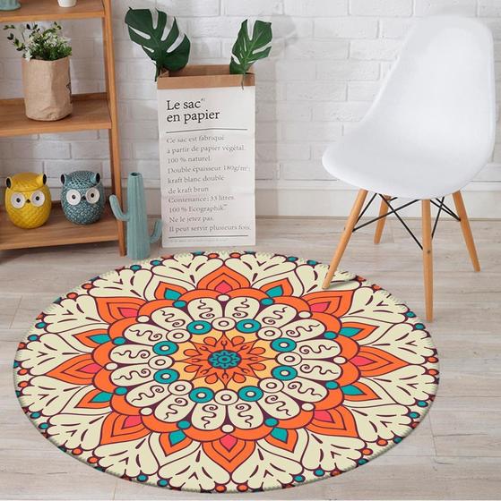 Tapete Redondo Wevans Mandala Laranja Menor preço em Tapete Redondo Wevans Mandala Laranja