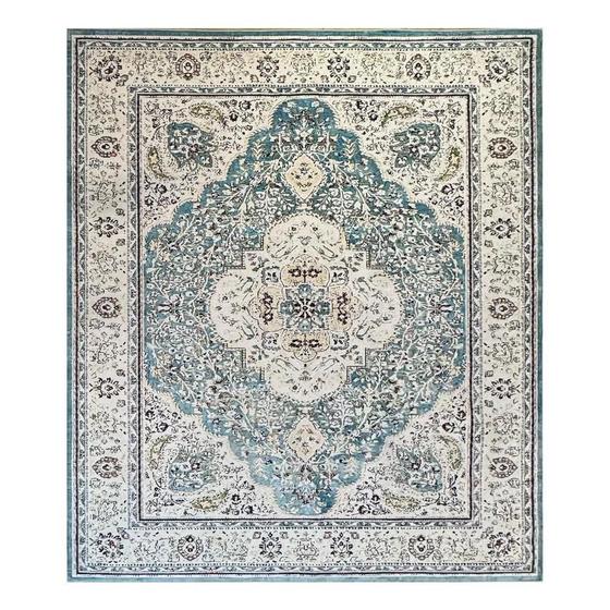 Imagem de Tapete Sala 240X300Cm Classico Oriental Tabriz Azul Turquesa