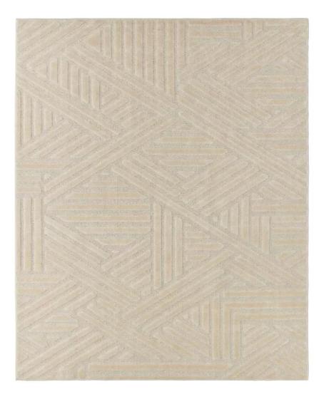 Imagem de Tapete Sala Alto Relevo Realce Trama Bege Areia 250x300 Cm 2,5x3m