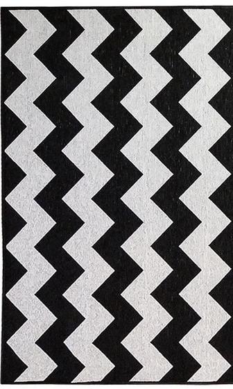 Imagem de Tapete Sala Decorativo 50X100 Cm Geometrico Zigzag Preto