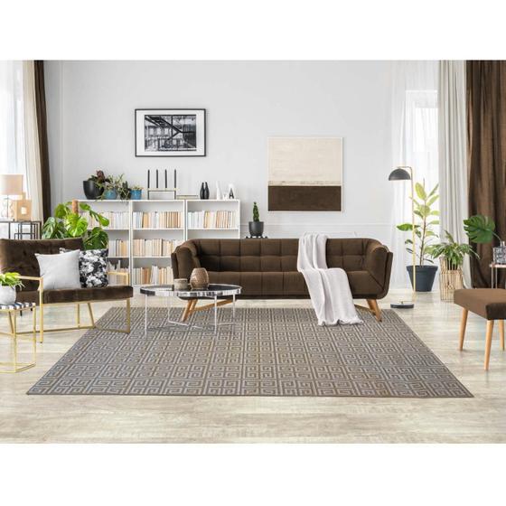 Imagem de Tapete Sala Decorativo 50X150 Cm Geometrico Grego Bege