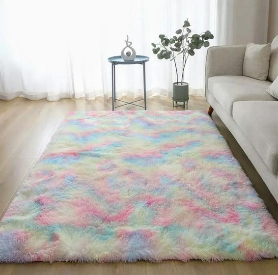 Tapete Sala e Quarto Peludo Felpudo 1,00 X 1,40 - Colorido Tie Dye Menor preço em Tapete Sala e Quarto Peludo Felpudo 1,00 X 1,40 - Colorido Tie Dye