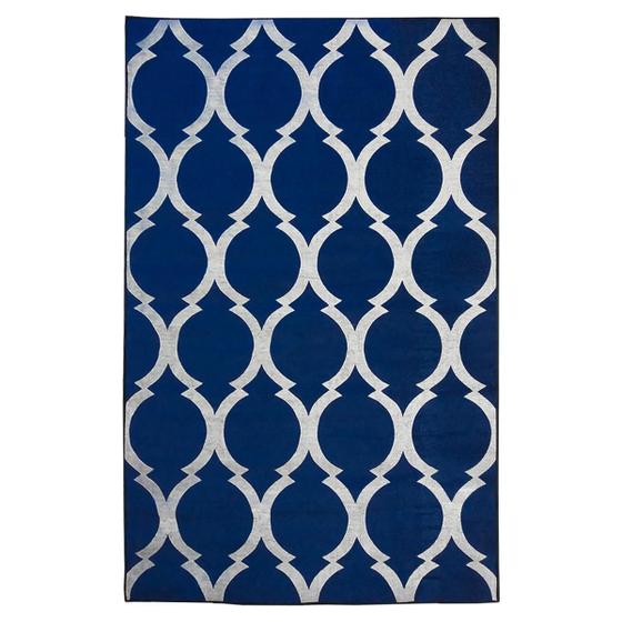 Imagem de Tapete Sala Geometrico Arabesco 200X250 Cm Azul 20 Lavavel