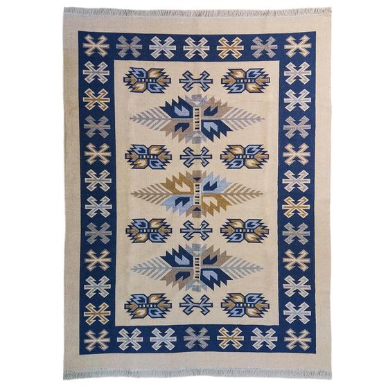 Imagem de Tapete Sala Kilin Gashgai 240X300 Dupla Face Tribal 1 Azul