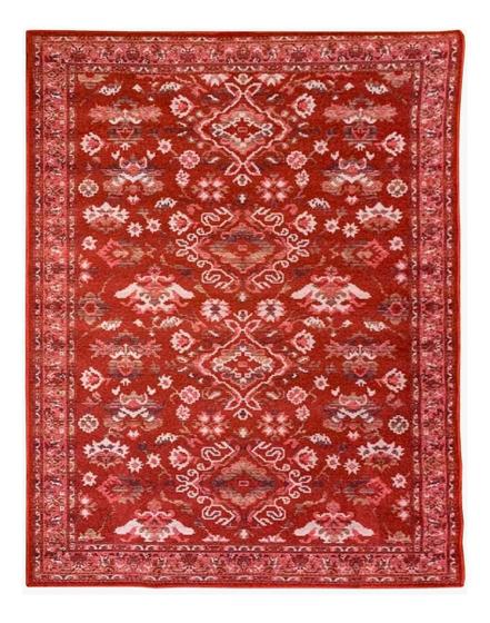 Imagem de Tapete Sala Oriental 150X200 Cm Vermelho Tipo Belga Sem Pelo