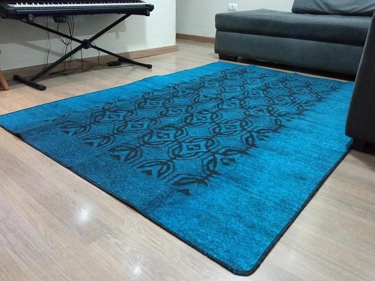 Tapete Sala Quarto, 1,50X2,00 Carpete Azul Petroleo Menor preço em Tapete Sala Quarto, 1,50X2,00 Carpete Azul Petroleo
