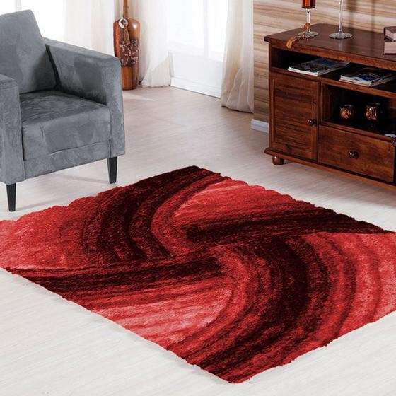 Tapete Sala/quarto Shaggy 3d Moderno 1,40x2,00m - Vermelho Menor preço em Tapete Sala/quarto Shaggy 3d Moderno 1,40x2,00m - Vermelho