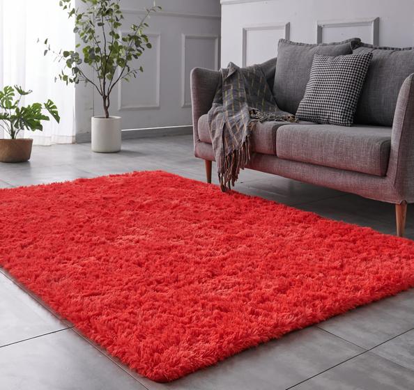 Imagem de Tapete Shag Area TABAYON vermelho 150x210 cm antiderrapante durável