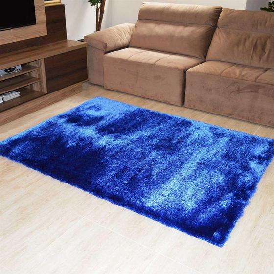 Imagem de Tapete Super Shaggy Confort 66 X 120Cm Azul Rayza Tapetes