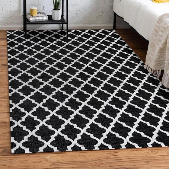 Imagem de Tapete Tecido Jacquard c/ Látex 2,00 m x 2,50 m - Arabesco Preto