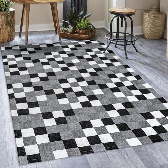 Imagem de Tapete Tecido Jacquard com Látex 1,35 m x 1,00 m Pixel Preto
